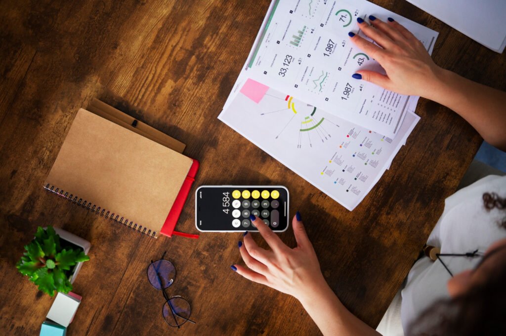 Student reviewing grades and calculating overall course score before final exams
