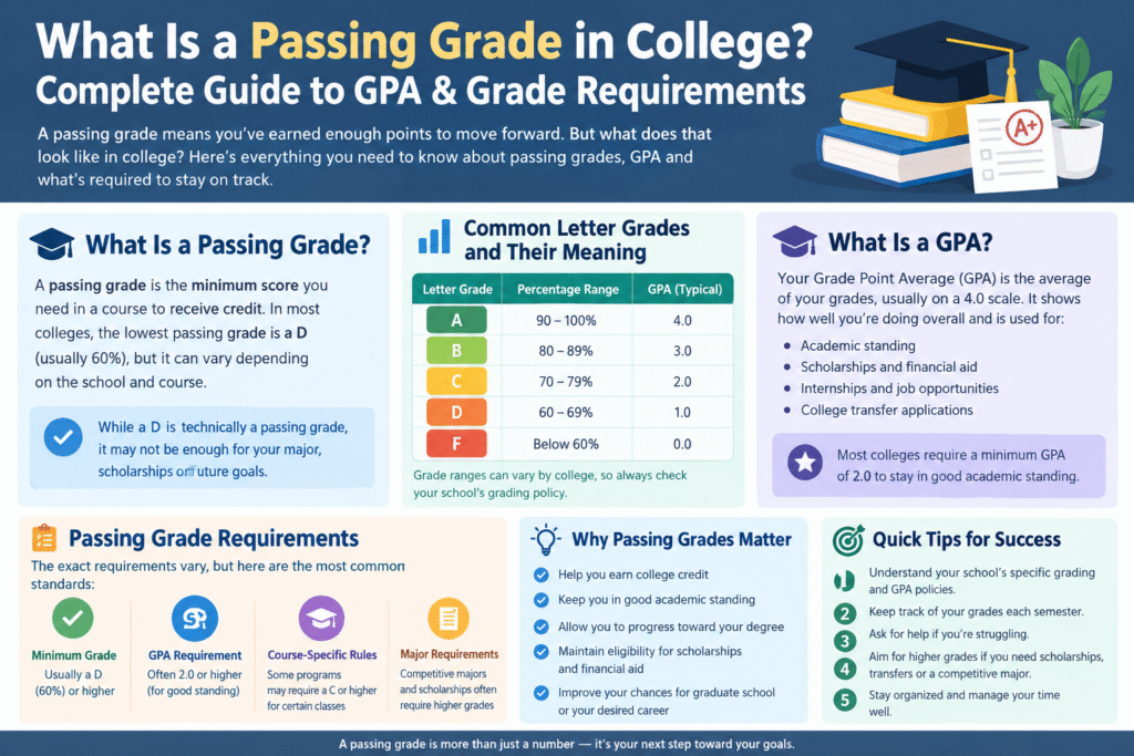 What is a passing grade in college? Guide to GPA and grade requirements