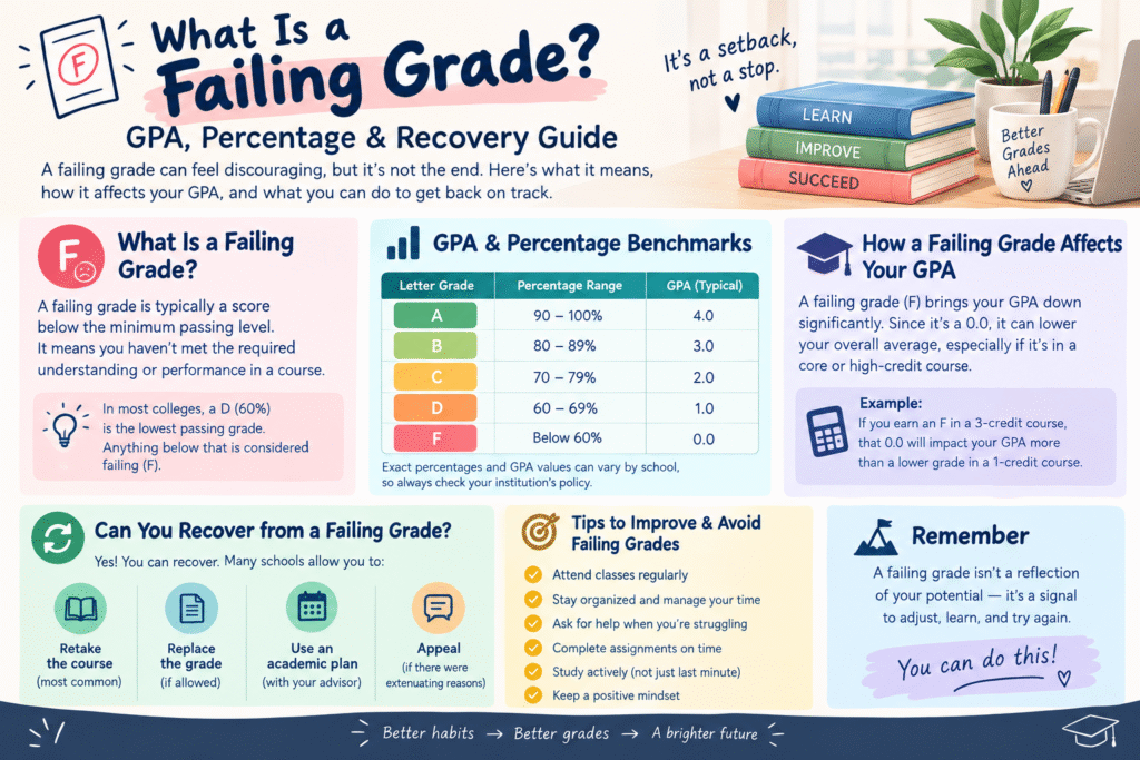 What Is a Failing Grade? GPA, Percentage, and Recovery Guide