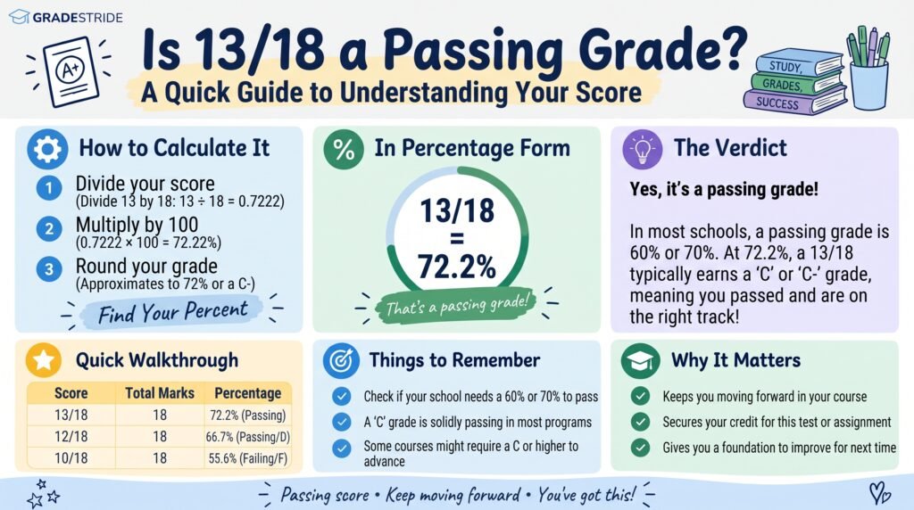 13 Out of 18 Grade Calculator: Percentage and Academic Performance