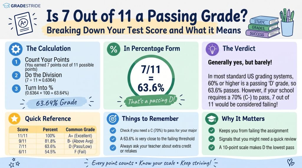 1. 7 Out of 11 Grade: Percentage, Test Score, and Academic Performance.