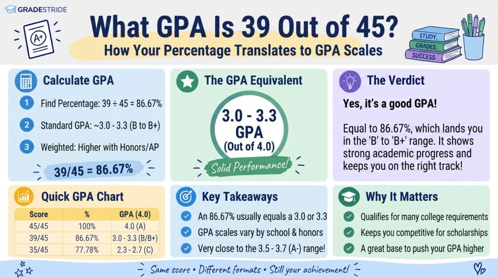 39/45 Grade Calculator: Convert Your Test Score to a Percentage and GPA