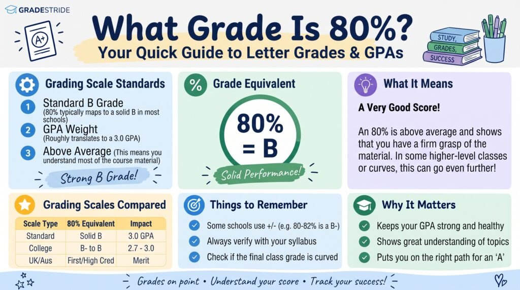 What Grade Is 80 Percent? Letter Grade, GPA, and Score Explained