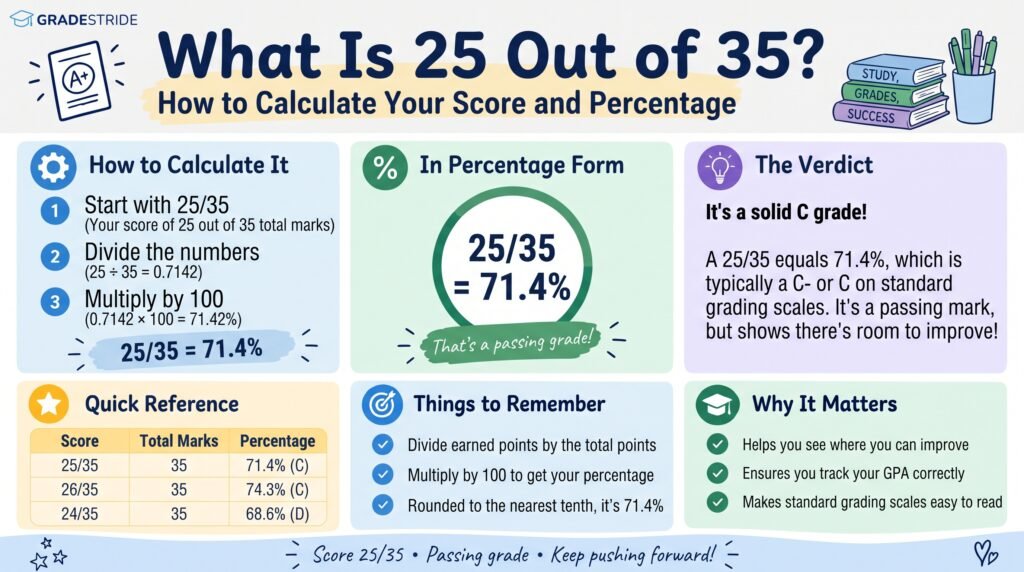 What Is 25 Out of 35? Percentage, Grade, and Score Explained