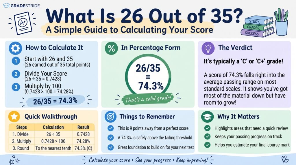 What Is 26 Out of 35? Percentage, Grade, and Score Explained