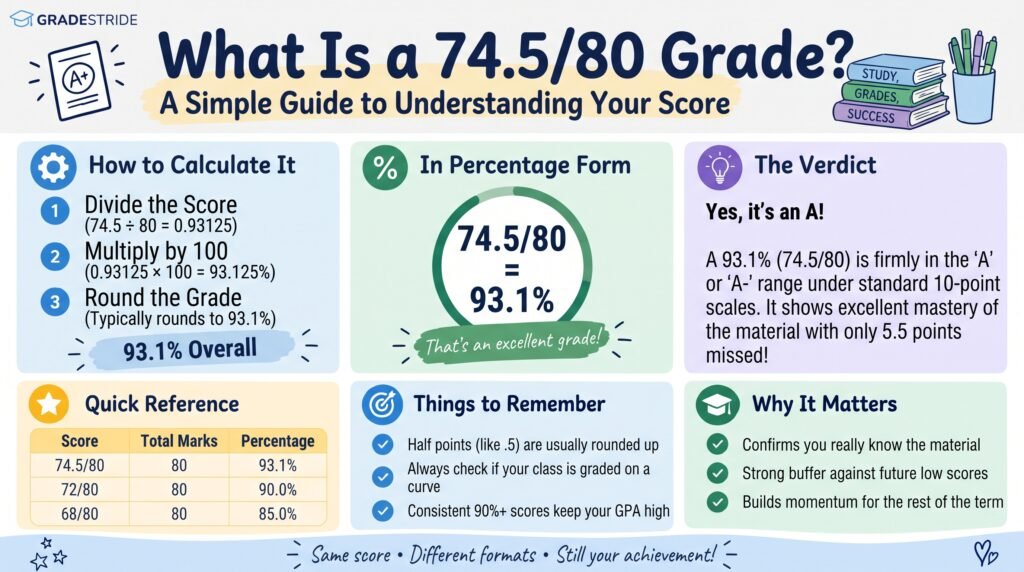 What Is a 74.5/80 Grade? Percentage and Score Explained